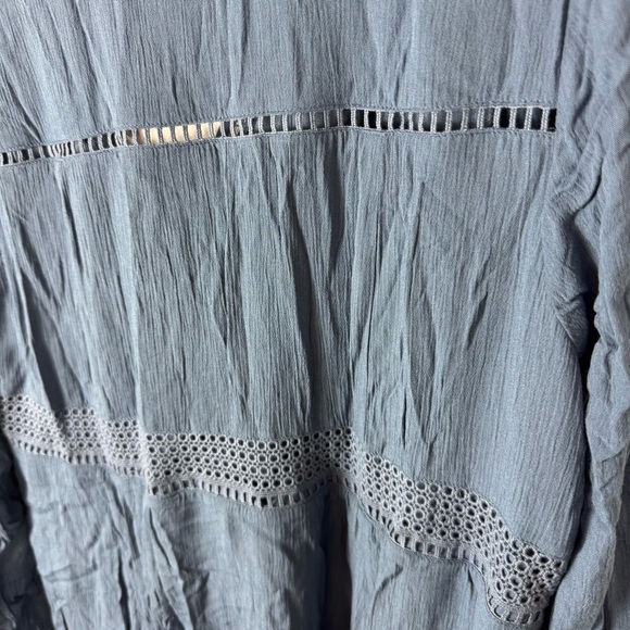 Torrid Gauze Lace Up Skater Dress Women’s Size 2X 18-20 Blue Bohemian Boho Flowy - Picture 9 of 11